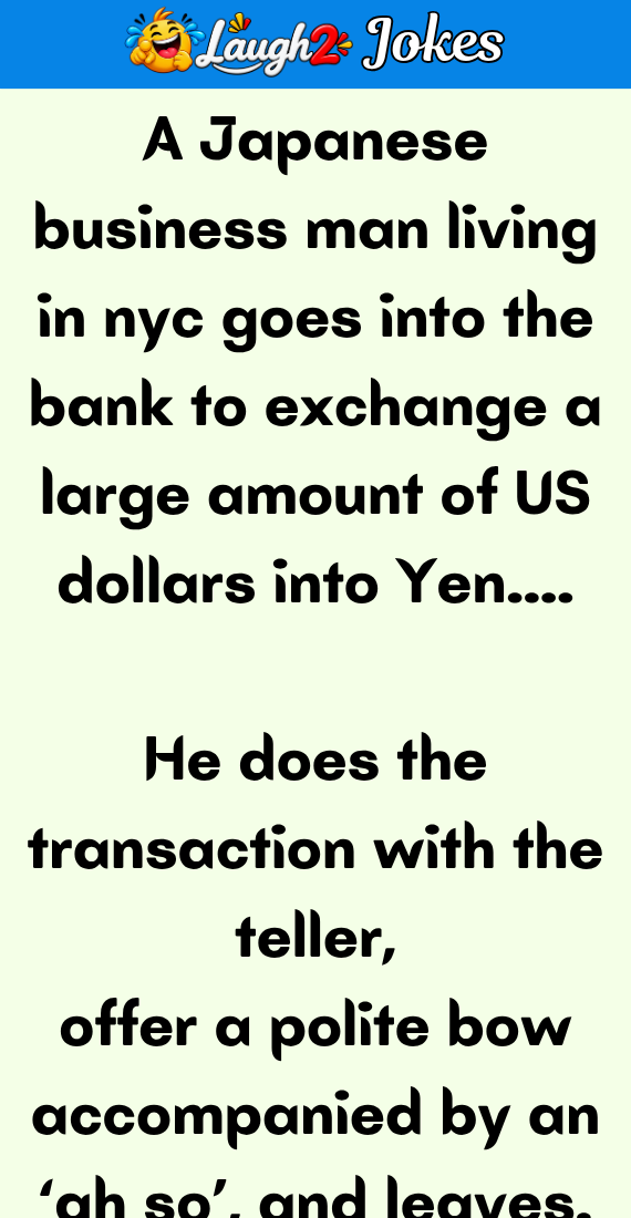 A Japanese business man living in nyc goes into the bank