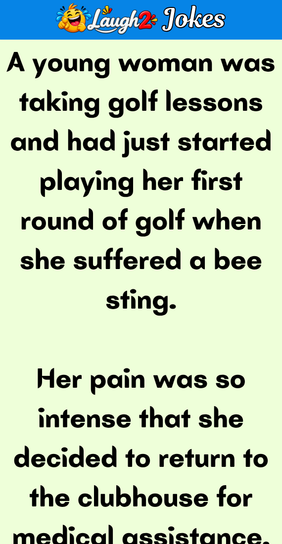 A young woman was taking golf lessons